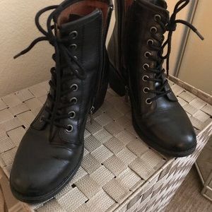 Patricia Nash black leather combat look bootie